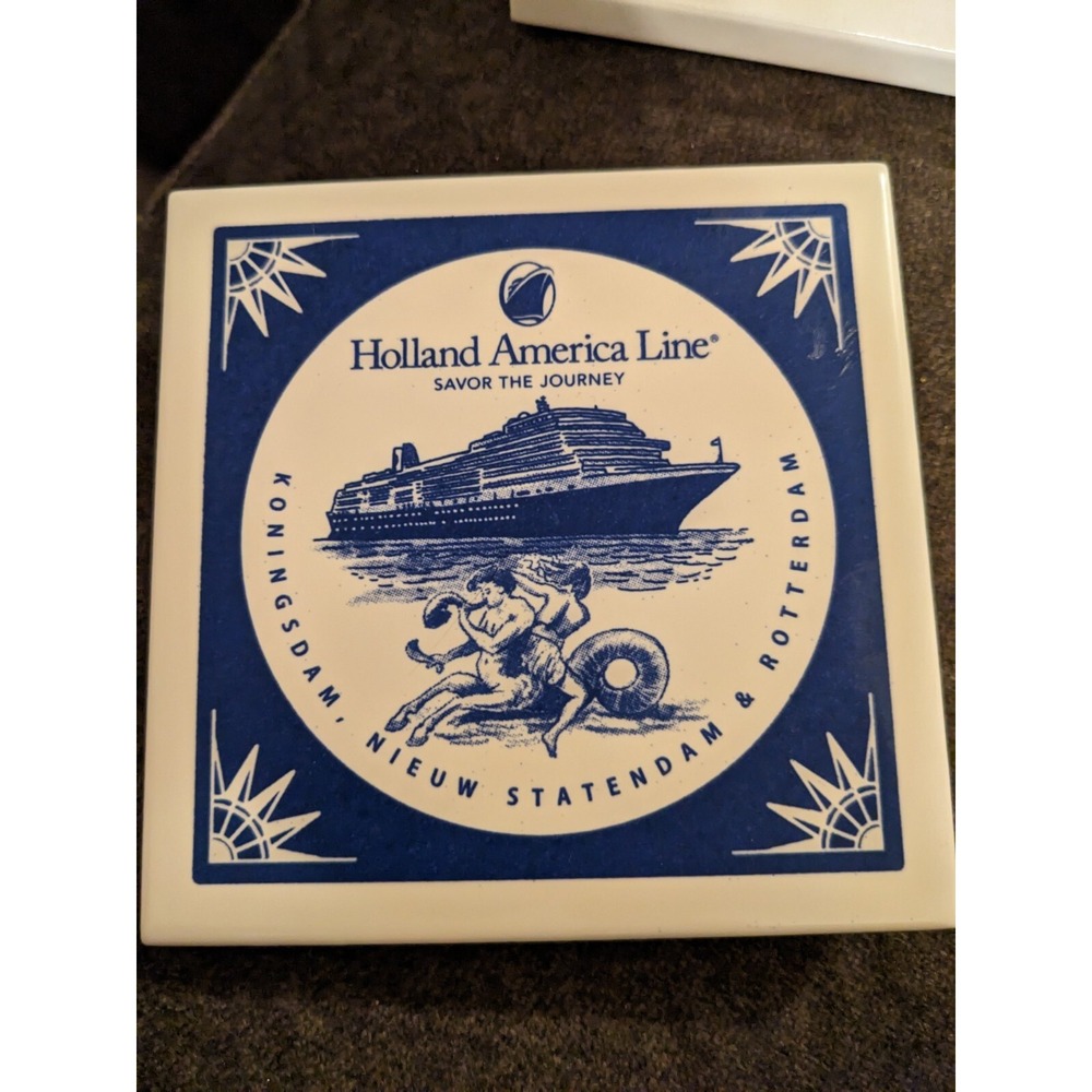 Holland America Line Ceramic Coaster Nieuw Amsterdam Rotterdam‎ Cruise Ship
